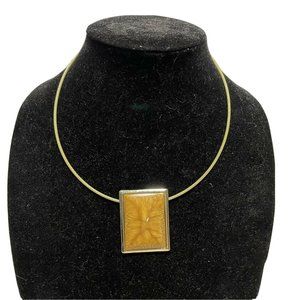 17-20” gold tone Coated cable necklace rectangle